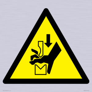 W030 Warning: Hand crushing between press brake tool